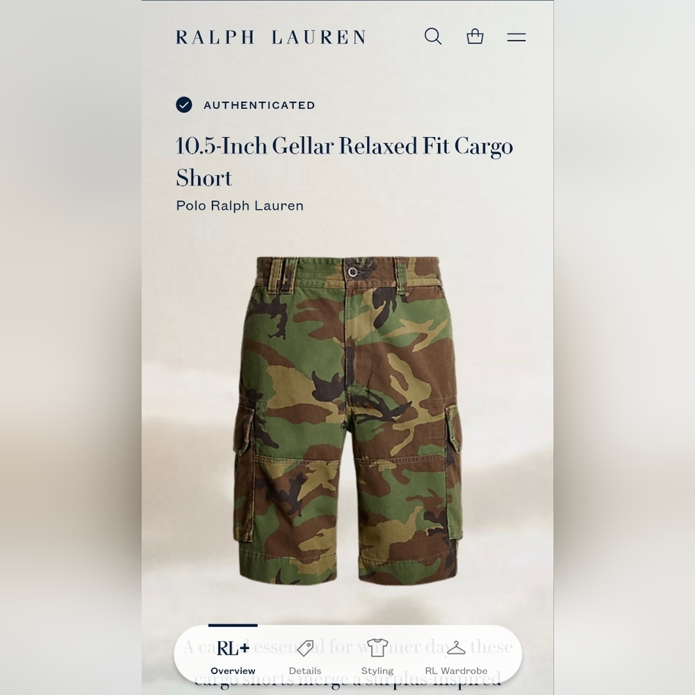 Polo Ralph Lauren Men's Green Brown Cargo Shorts